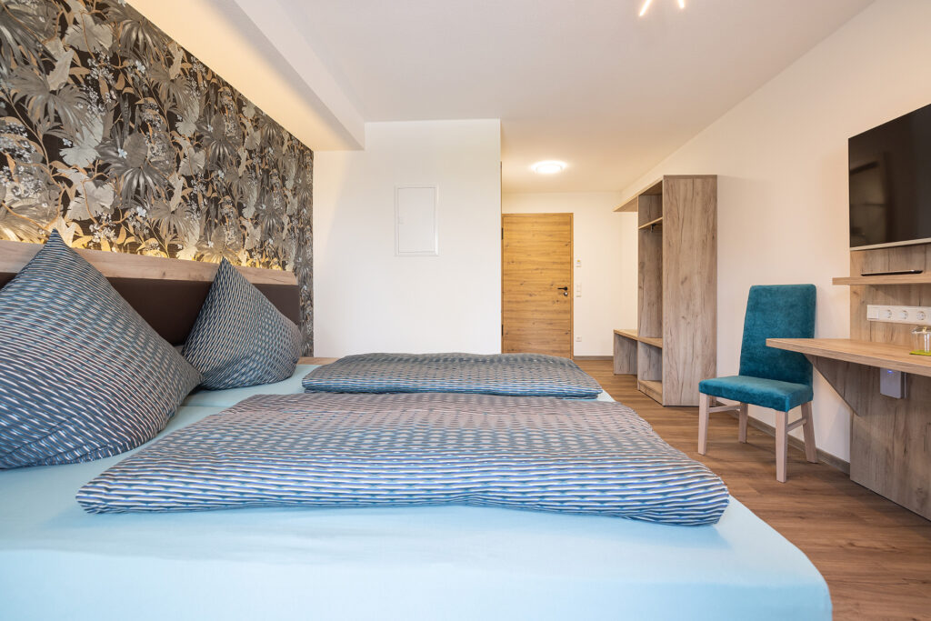 Blick in das Doppelzimmer im Hotel Felix in Mietingen